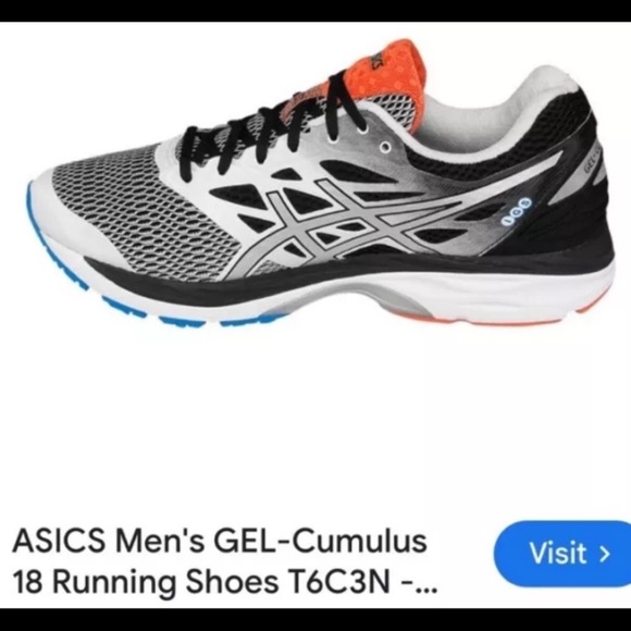 Asics Other - Asics Gel Cumulus 18 Shoes Mens 11.5 Black White Running Athletic Gym T6C3N